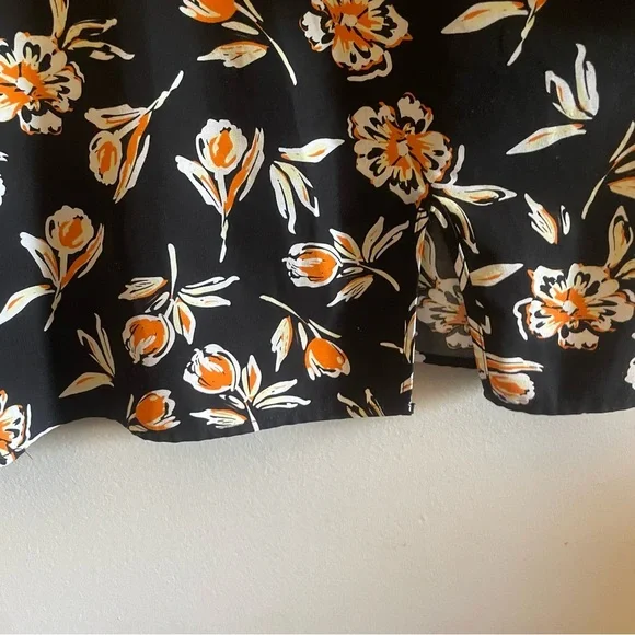 4/$20➡️ Black Spaghetti Strap V-Neck Mini Dress Orange Floral Design – Size 2X - Picture 6 of 12